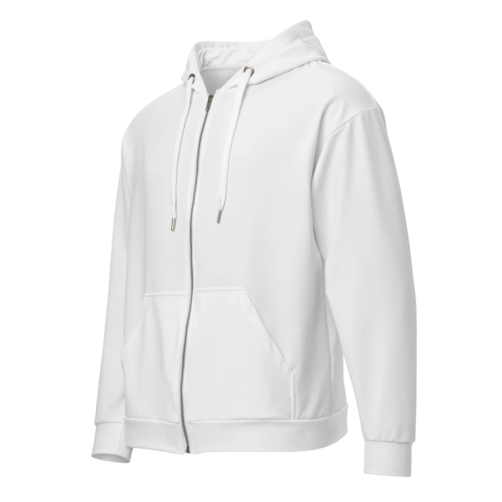 Unisex mikina na zips z recyklovaných materiálov s celoplošnou potlačou s vlastnou potlačou